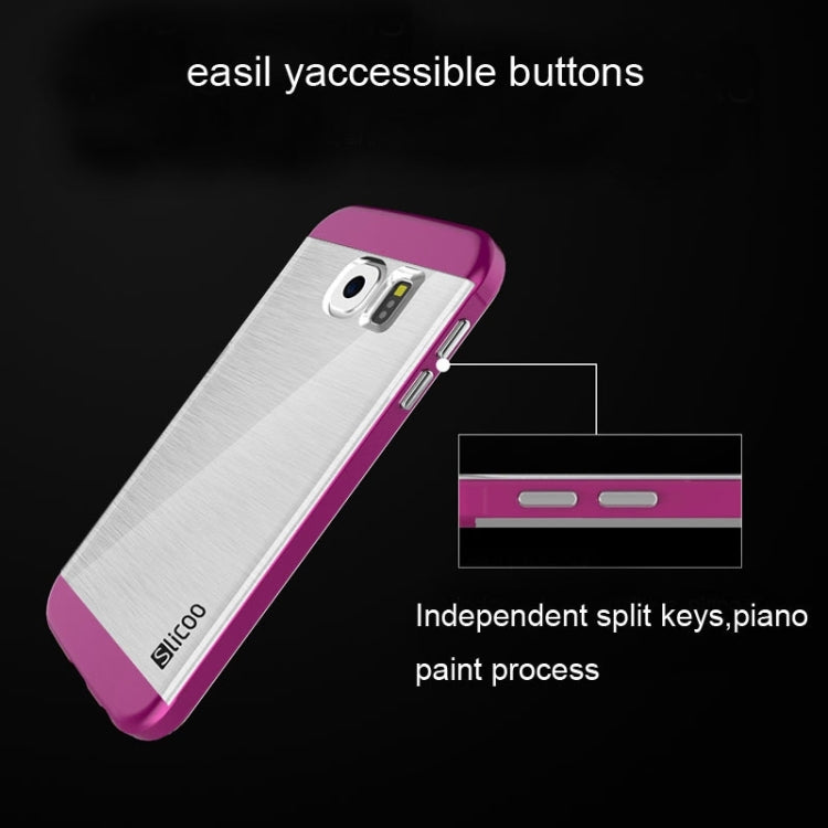 Slicoo for Galaxy S6 Edge / G925 Brushed Texture Electroplating Transparent Combination Case
