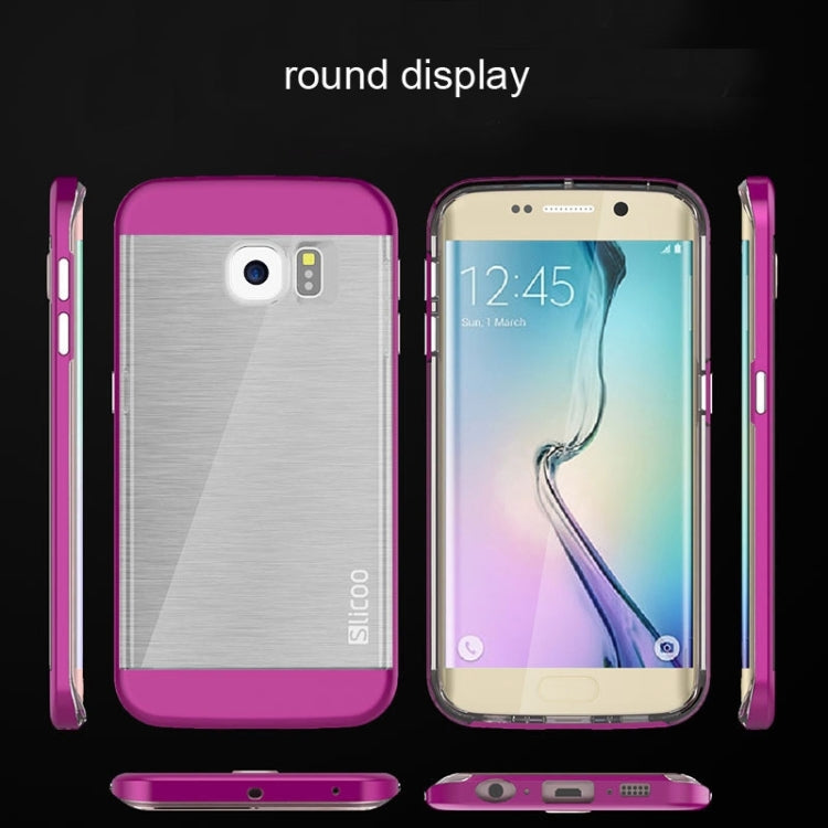 Slicoo for Galaxy S6 Edge / G925 Brushed Texture Electroplating Transparent Combination Case