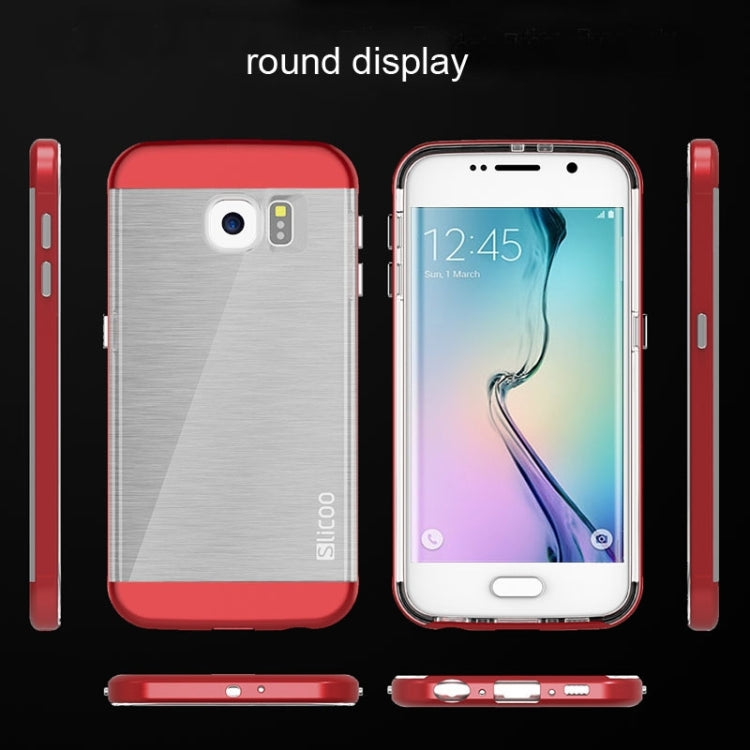 Slicoo for Galaxy S6 Edge / G925 Brushed Texture Electroplating Transparent Combination Case