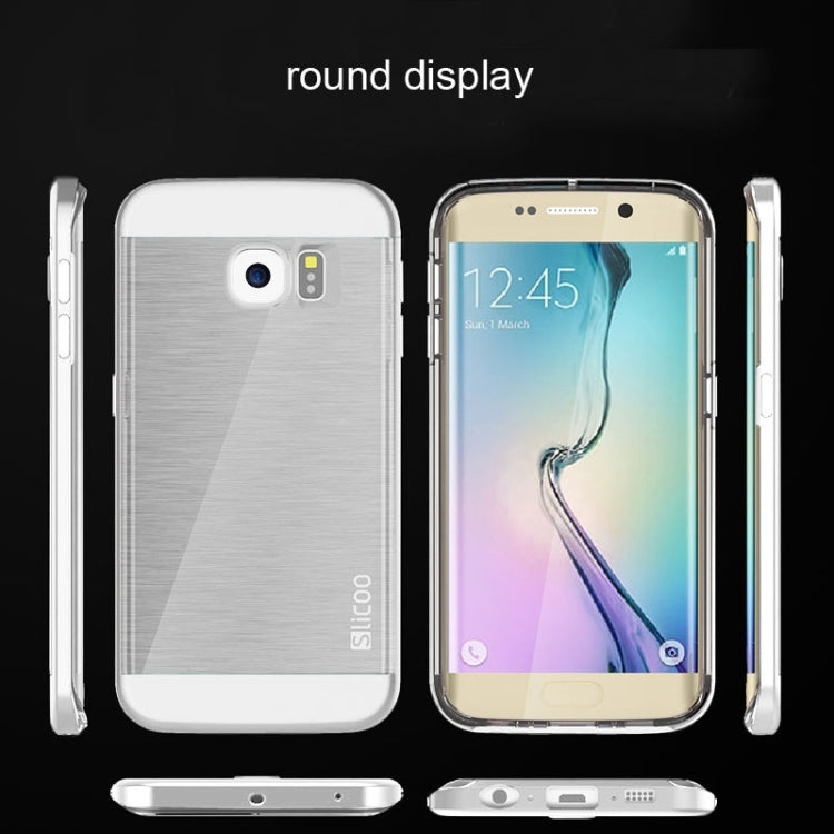 Slicoo for Galaxy S6 Edge / G925 Brushed Texture Electroplating Transparent Combination Case