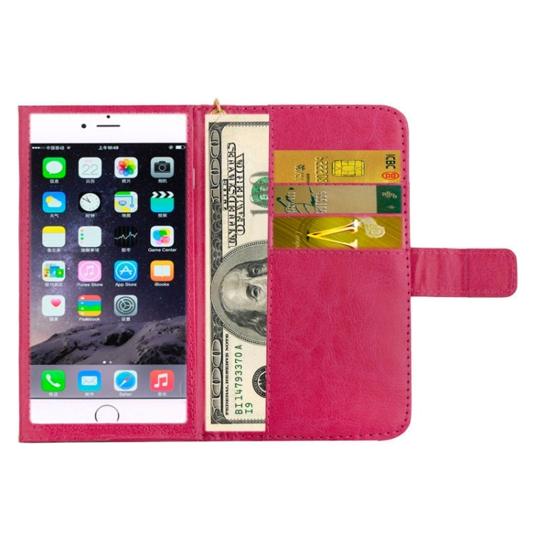 5.5 Inch Universal Crazy Horse Texture Carry Cases with Touch Screen & Chain & Card Slots for Galaxy S6 Edge/G9250 / S6/G920  S5/G9006V  /  iPhone 6 Plus & 6S Plus
