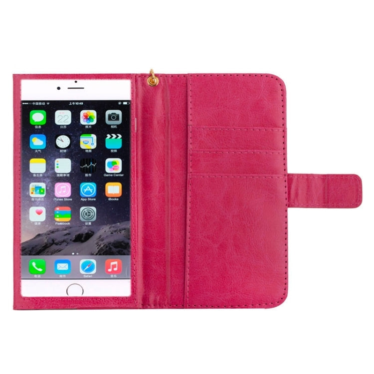 5.5 Inch Universal Crazy Horse Texture Carry Cases with Touch Screen & Chain & Card Slots for Galaxy S6 Edge/G9250 / S6/G920  S5/G9006V  /  iPhone 6 Plus & 6S Plus