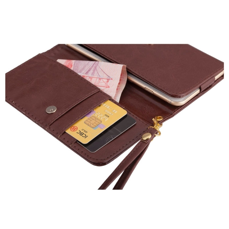 5.5 Inch Universal Crazy Horse Texture Carry Cases with Wallet & Card Slots for Galaxy S6 Edge/G9250 / S6/G9200  S5/G9006V  /  iPhone 6 Plus & 6S Plus