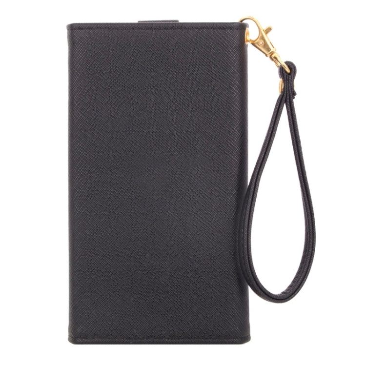 6.3 Inch Universal Cross Texture Carry Cases with a Rich Border of Gold & Wallet & Card Slots for Galaxy S6 Edge/G9250 / S6/G9200  S5/G9006V  /  iPhone 6 Plus & 6S Plus