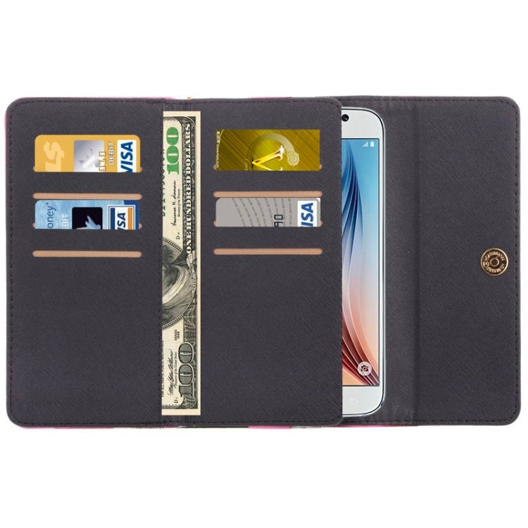 6.3 Inch Universal Cross Texture Carry Cases with a Rich Border of Gold & Wallet & Card Slots for Galaxy S6 Edge/G9250 / S6/G9200  S5/G9006V  /  iPhone 6 Plus & 6S Plus