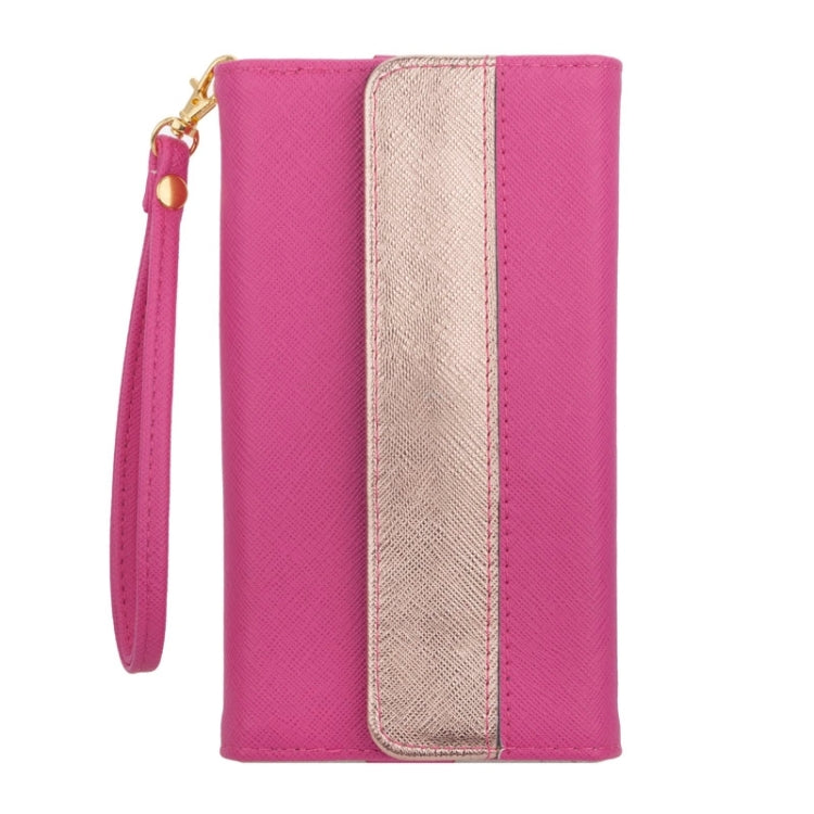 6.3 Inch Universal Cross Texture Carry Cases with a Rich Border of Gold & Wallet & Card Slots for Galaxy S6 Edge/G9250 / S6/G9200  S5/G9006V  /  iPhone 6 Plus & 6S Plus