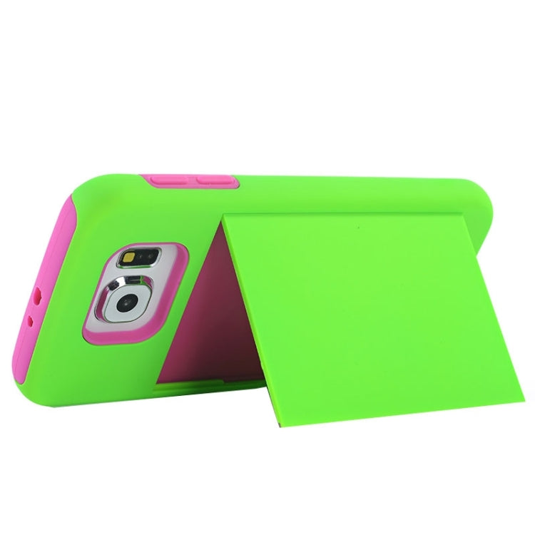 For Galaxy S6 / G920 Silicone PC Combination Case with Holder & Card Slots