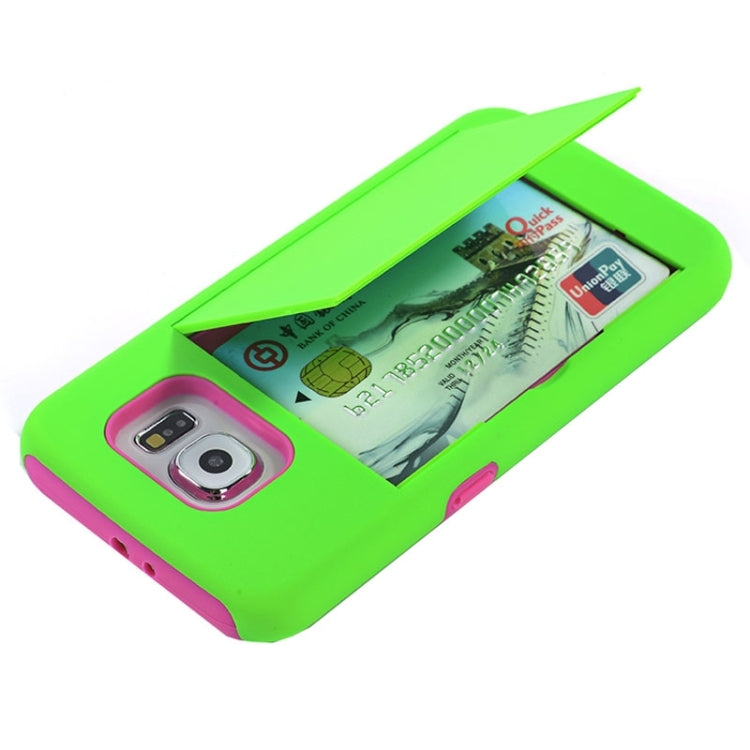 For Galaxy S6 / G920 Silicone PC Combination Case with Holder & Card Slots