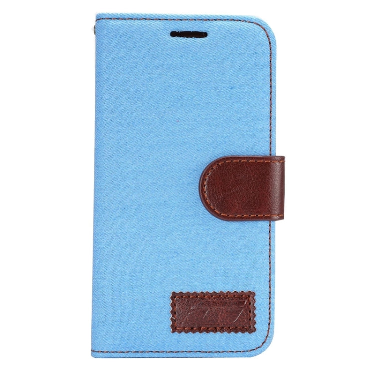 Denim Texture Leather Case with Holder and Card Slots for Galaxy A5 / A500F(Blue)
