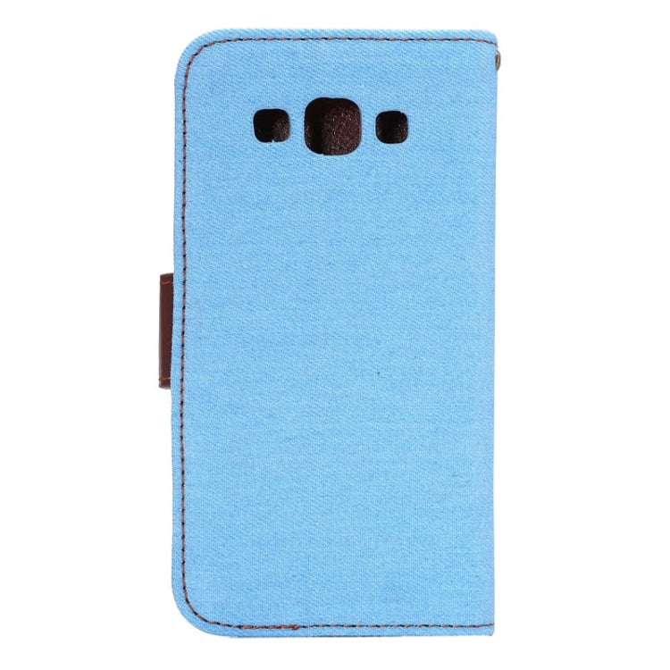 Denim Texture Leather Case with Holder and Card Slots for Galaxy A5 / A500F(Blue)