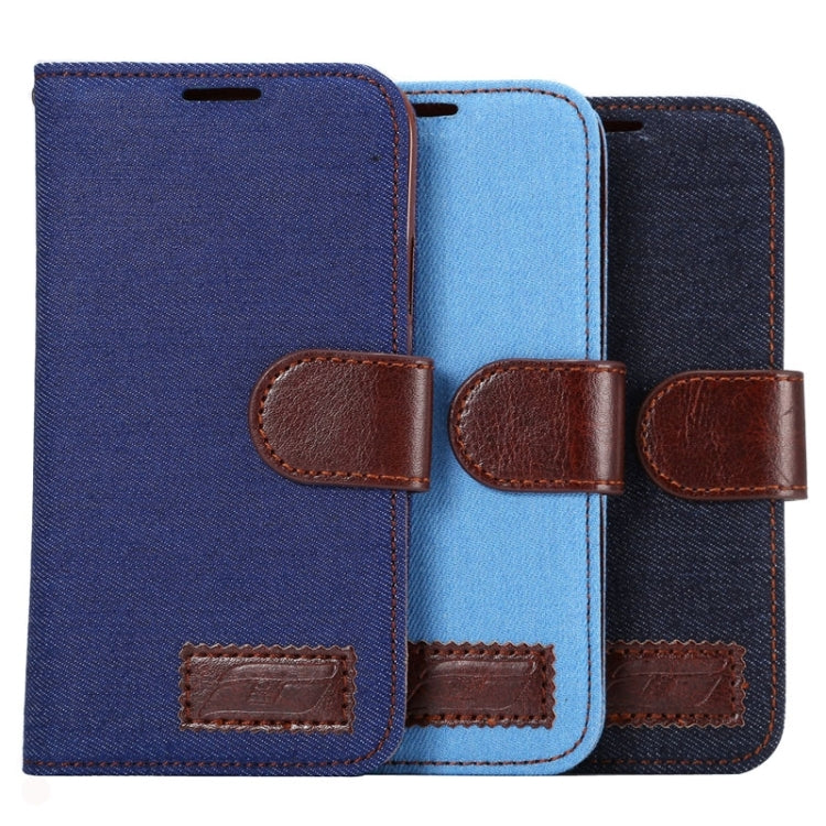Denim Texture Leather Case with Holder and Card Slots for Galaxy A5 / A500F(Blue)