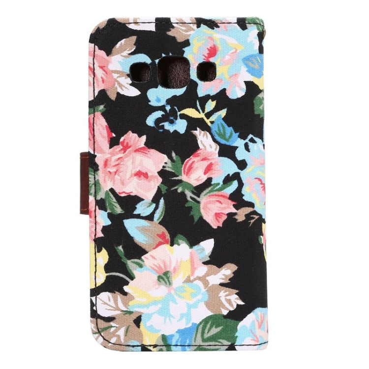 Floral Cloth Magnetic Snap Flip Leather Case with Holder and Card Slots for Galaxy A5 / A500F