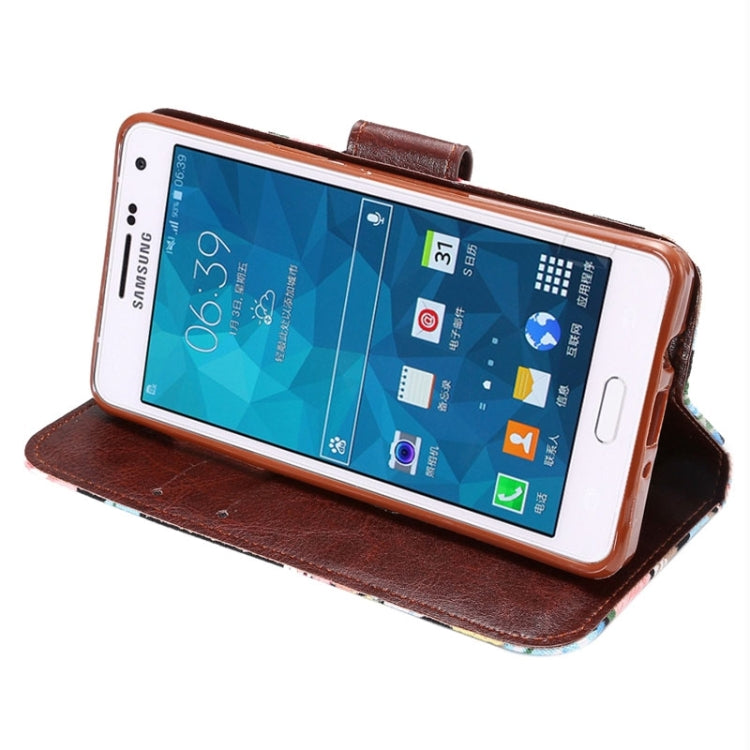 Floral Cloth Magnetic Snap Flip Leather Case with Holder and Card Slots for Galaxy A5 / A500F