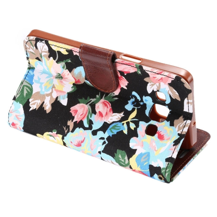 Floral Cloth Magnetic Snap Flip Leather Case with Holder and Card Slots for Galaxy A5 / A500F