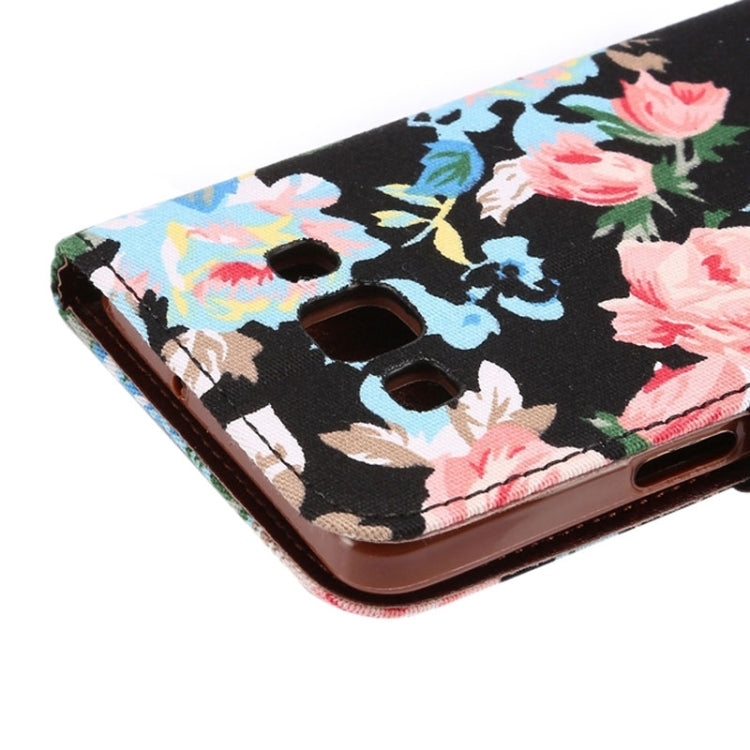 Floral Cloth Magnetic Snap Flip Leather Case with Holder and Card Slots for Galaxy A5 / A500F