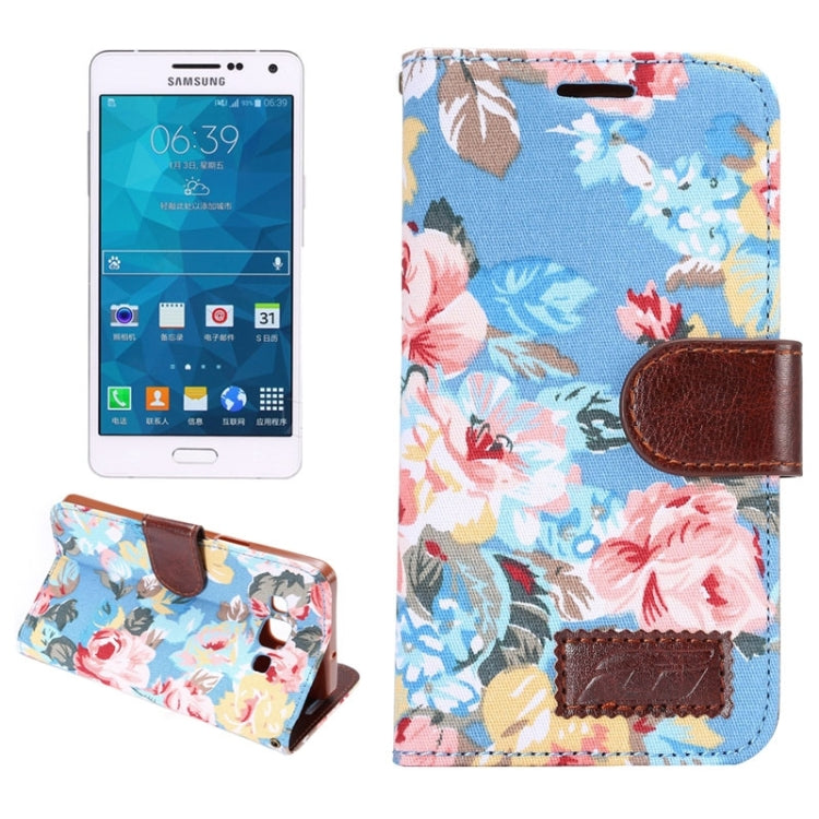 Floral Cloth Magnetic Snap Flip Leather Case with Holder and Card Slots for Galaxy A5 / A500F