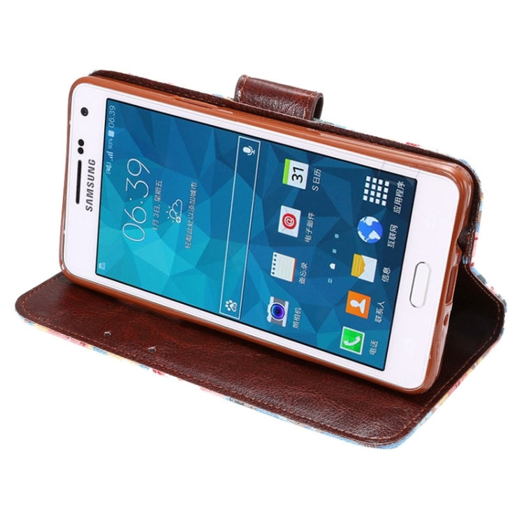 Floral Cloth Magnetic Snap Flip Leather Case with Holder and Card Slots for Galaxy A5 / A500F
