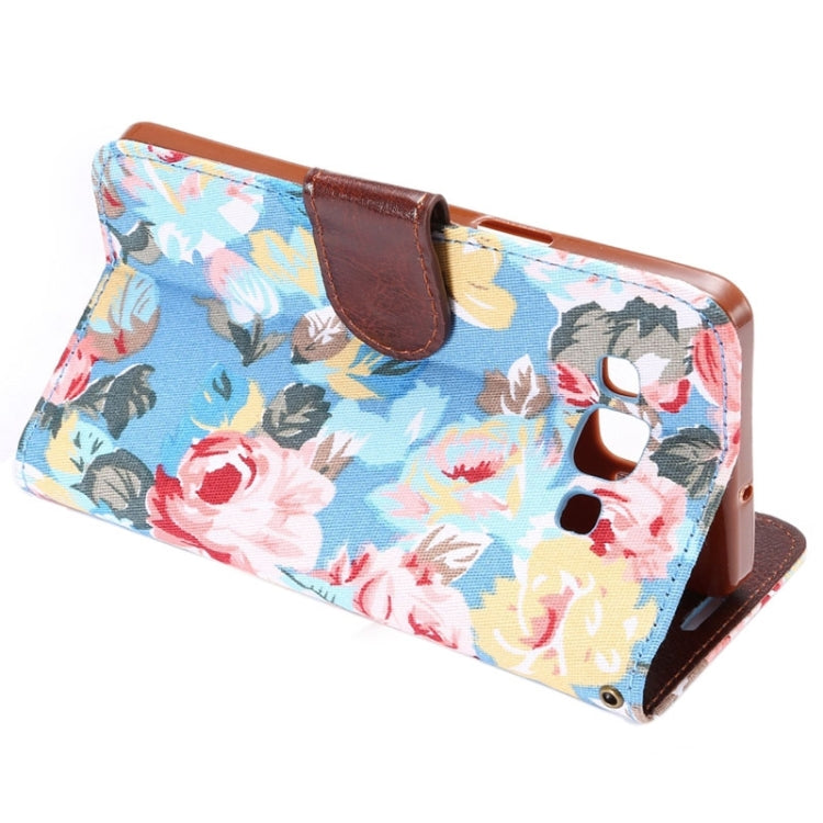 Floral Cloth Magnetic Snap Flip Leather Case with Holder and Card Slots for Galaxy A5 / A500F