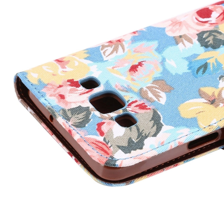 Floral Cloth Magnetic Snap Flip Leather Case with Holder and Card Slots for Galaxy A5 / A500F