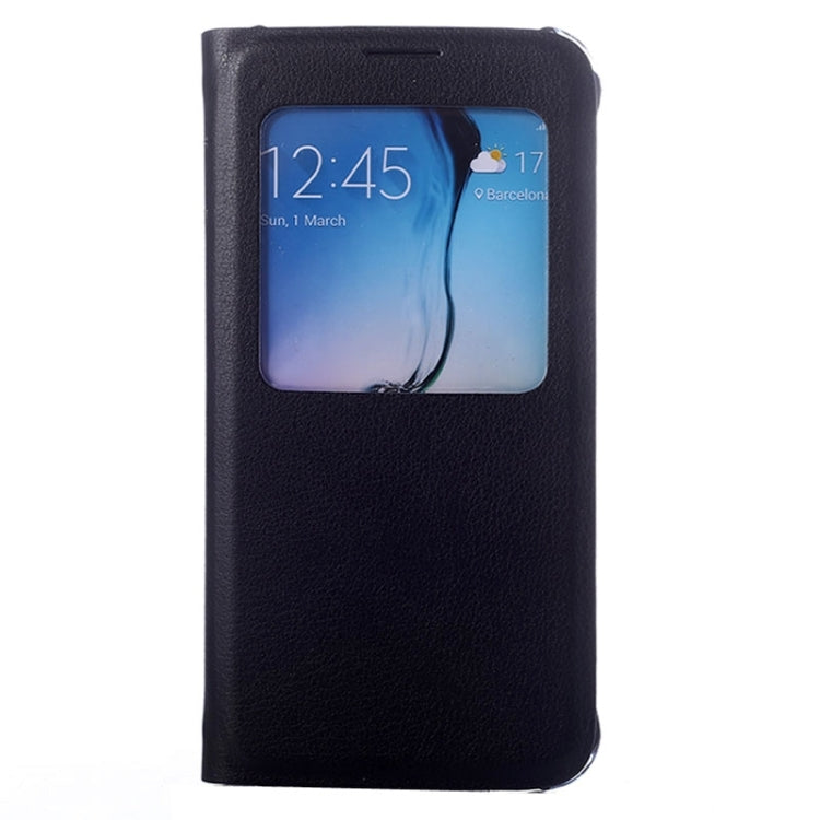 For Galaxy S6 / G920 Litchi Texture Horizontal Flip Leather Case with Call Display ID & Sleep function