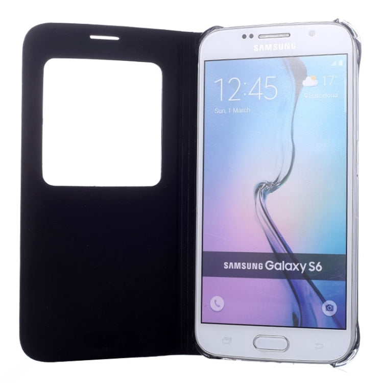 For Galaxy S6 / G920 Litchi Texture Horizontal Flip Leather Case with Call Display ID & Sleep function