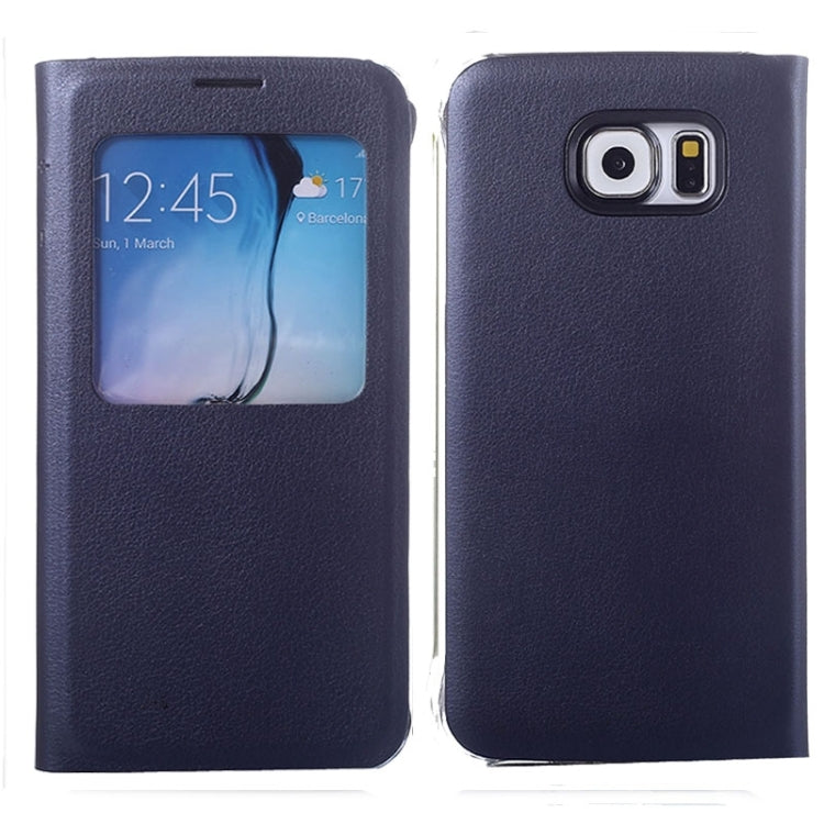 For Galaxy S6 / G920 Litchi Texture Horizontal Flip Leather Case with Call Display ID & Sleep function