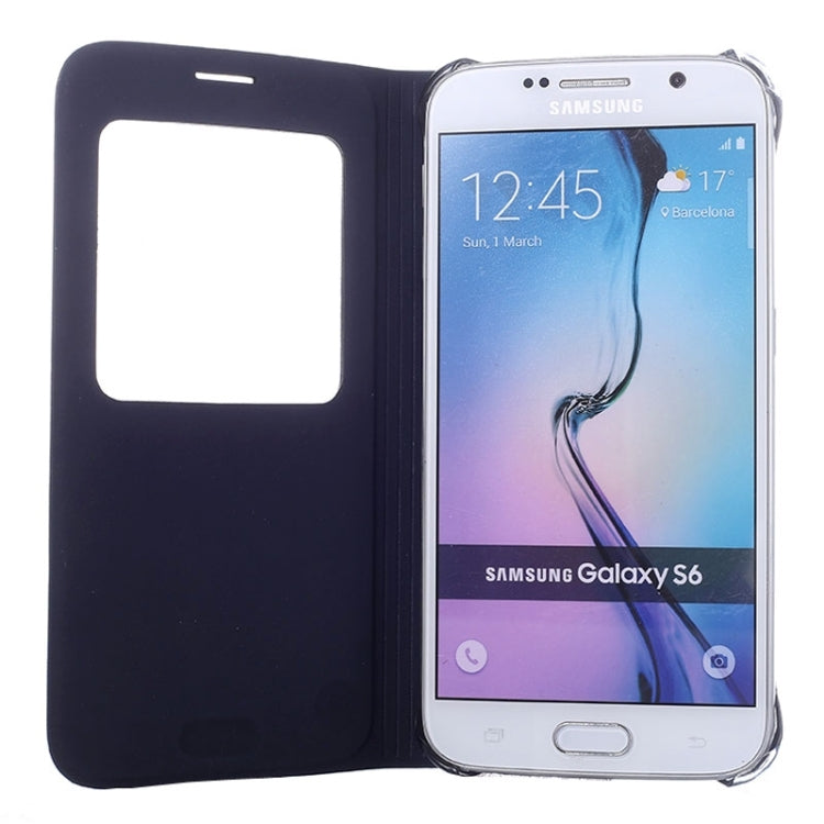 For Galaxy S6 / G920 Litchi Texture Horizontal Flip Leather Case with Call Display ID & Sleep function