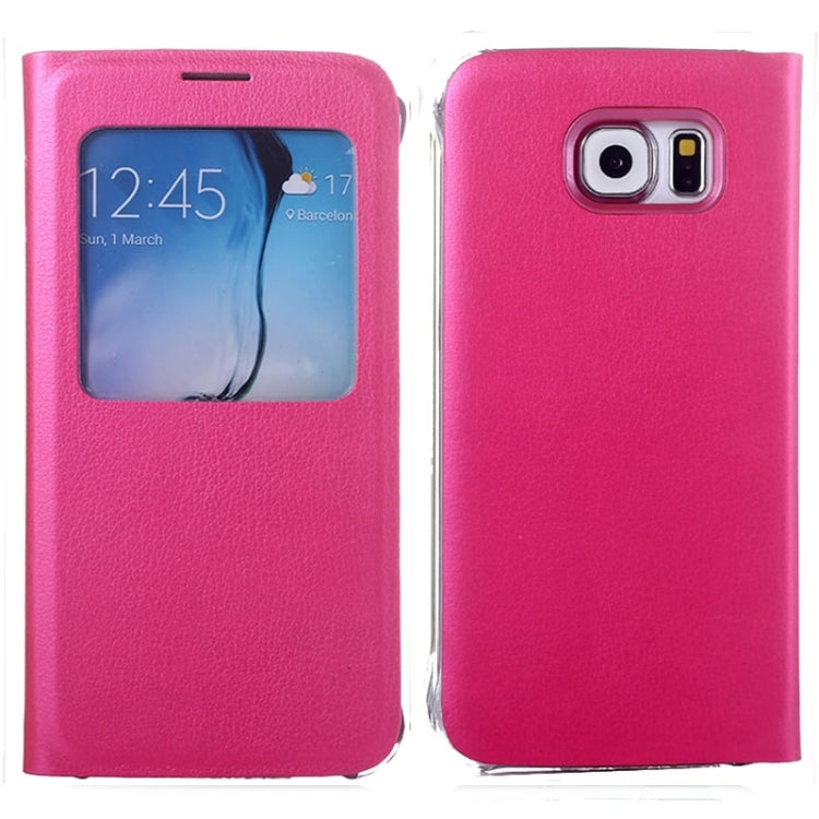 For Galaxy S6 / G920 Litchi Texture Horizontal Flip Leather Case with Call Display ID & Sleep function