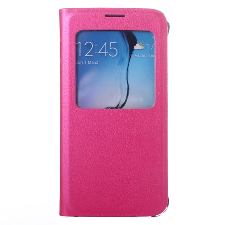 For Galaxy S6 / G920 Litchi Texture Horizontal Flip Leather Case with Call Display ID & Sleep function