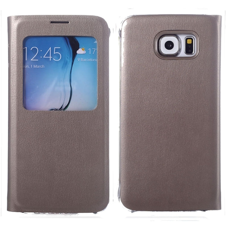 For Galaxy S6 / G920 Litchi Texture Horizontal Flip Leather Case with Call Display ID & Sleep function