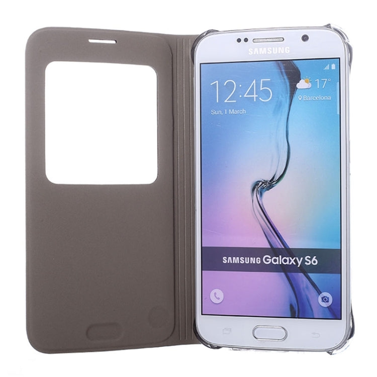 For Galaxy S6 / G920 Litchi Texture Horizontal Flip Leather Case with Call Display ID & Sleep function