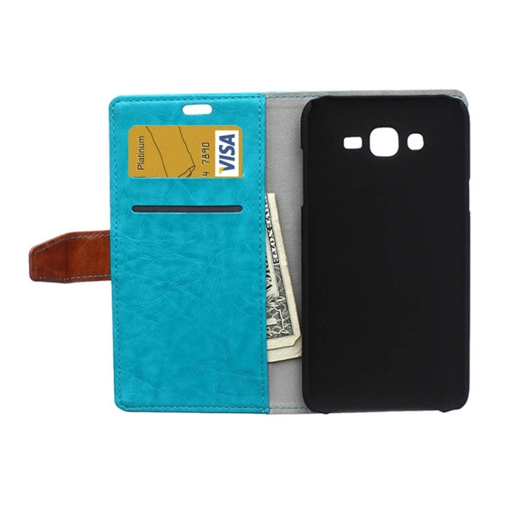 Crazy Horse Texture Color Matching Flip Leather Case with Holder & Card Slots & Wallet for Galaxy J5