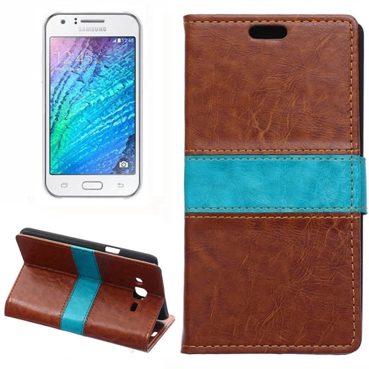 Crazy Horse Texture Color Matching Flip Leather Case with Holder & Card Slots & Wallet for Galaxy J5