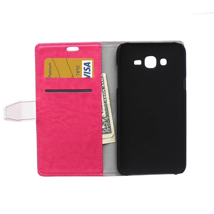 Crazy Horse Texture Color Matching Flip Leather Case with Holder & Card Slots & Wallet for Galaxy J7