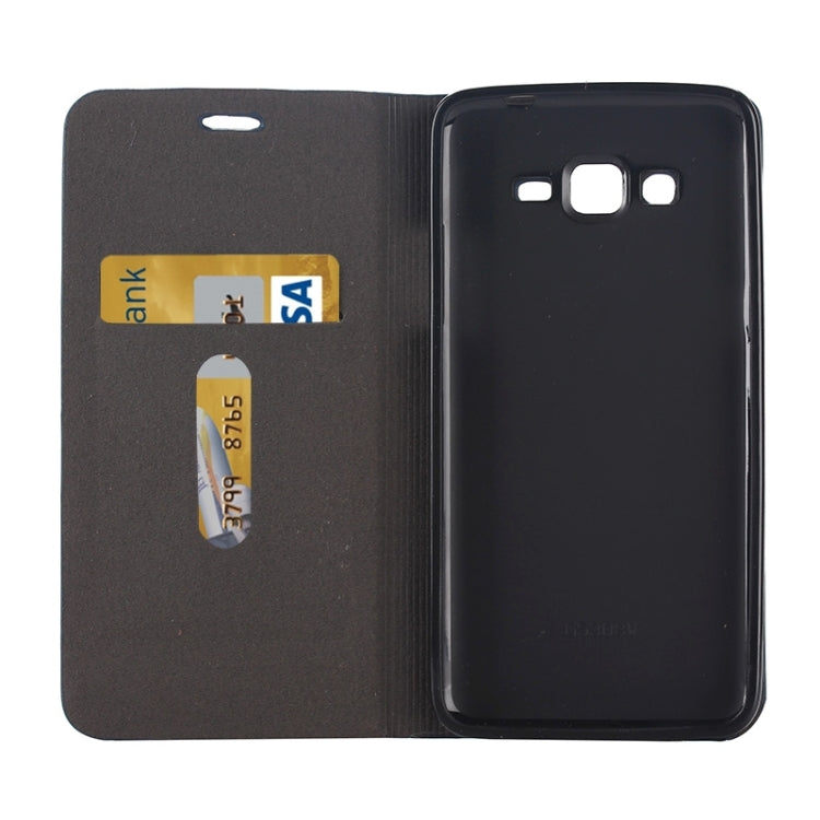 Horizontal Flip Canvas Leather Case with Card Slot & Holder for Galaxy Grand Prime / G530