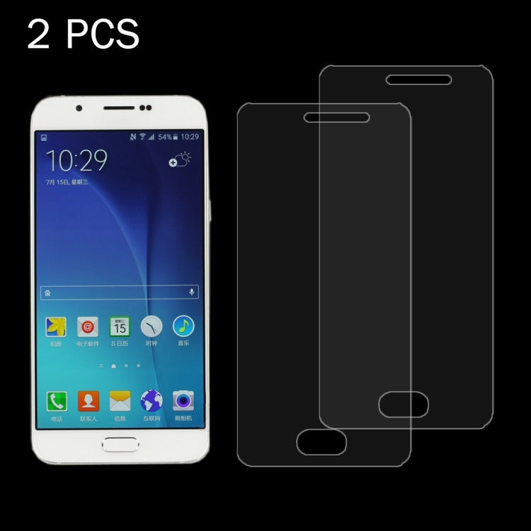 2 PCS for Galaxy A8 0.26mm 9H Surface Hardness 2.5D Explosion-proof Tempered Glass Screen Film