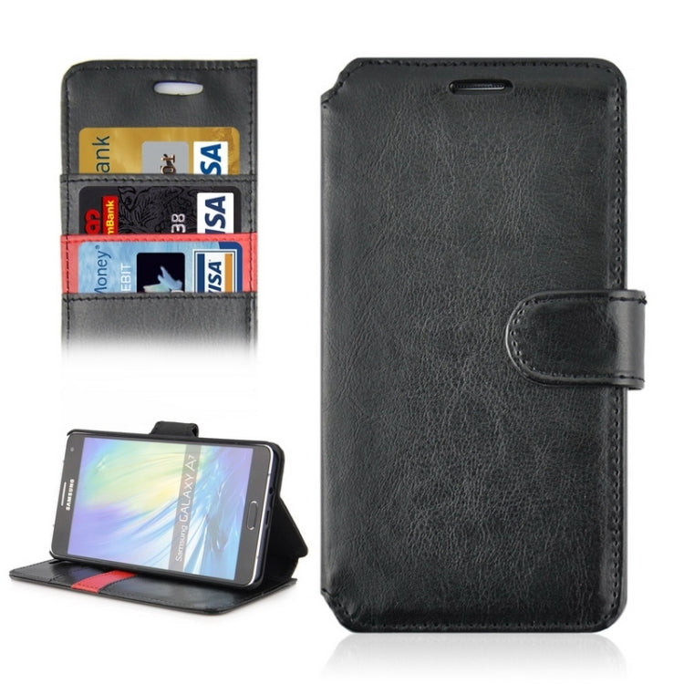 Crazy Horse Texture Color Matching Style Leather Case with Holder & Card Slots & Wallet for Galaxy A7