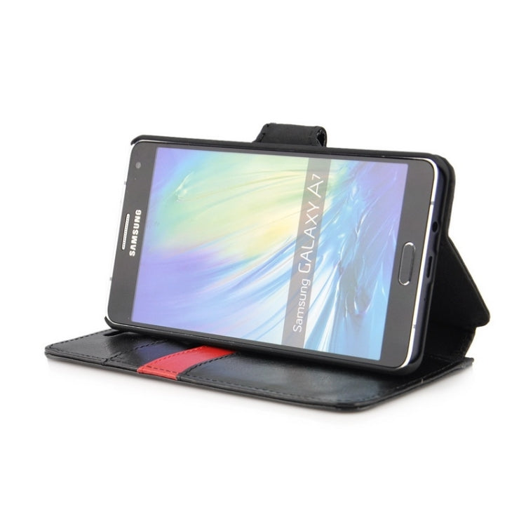 Crazy Horse Texture Color Matching Style Leather Case with Holder & Card Slots & Wallet for Galaxy A7