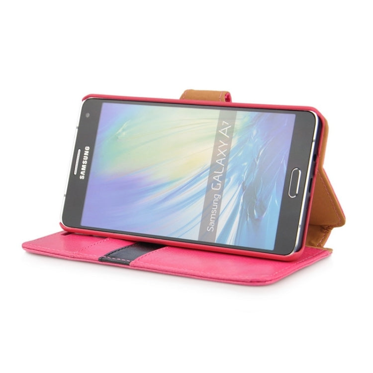 Crazy Horse Texture Color Matching Style Leather Case with Holder & Card Slots & Wallet for Galaxy A7