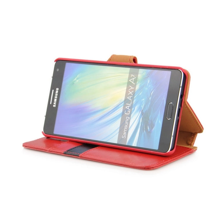 Crazy Horse Texture Color Matching Style Leather Case with Holder & Card Slots & Wallet for Galaxy A7