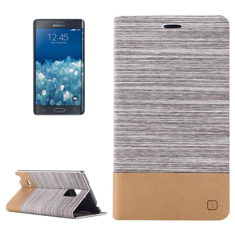 Horizontal Flip Canvas Leather Case with Card Slot & Holder for Galaxy Note Edge / N915