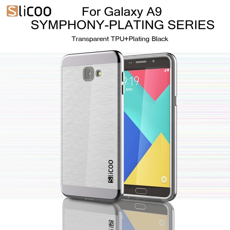 SLiCOO for Galaxy A9 / A900 Concise Fashion Separable Dichromatic Brushed Texture Transparent TPU + Electroplating PC Combination Case
