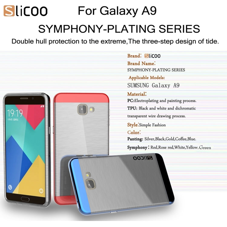 SLiCOO for Galaxy A9 / A900 Concise Fashion Separable Dichromatic Brushed Texture Transparent TPU + Electroplating PC Combination Case
