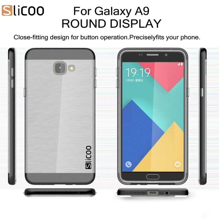 SLiCOO for Galaxy A9 / A900 Concise Fashion Separable Dichromatic Brushed Texture Transparent TPU + Electroplating PC Combination Case