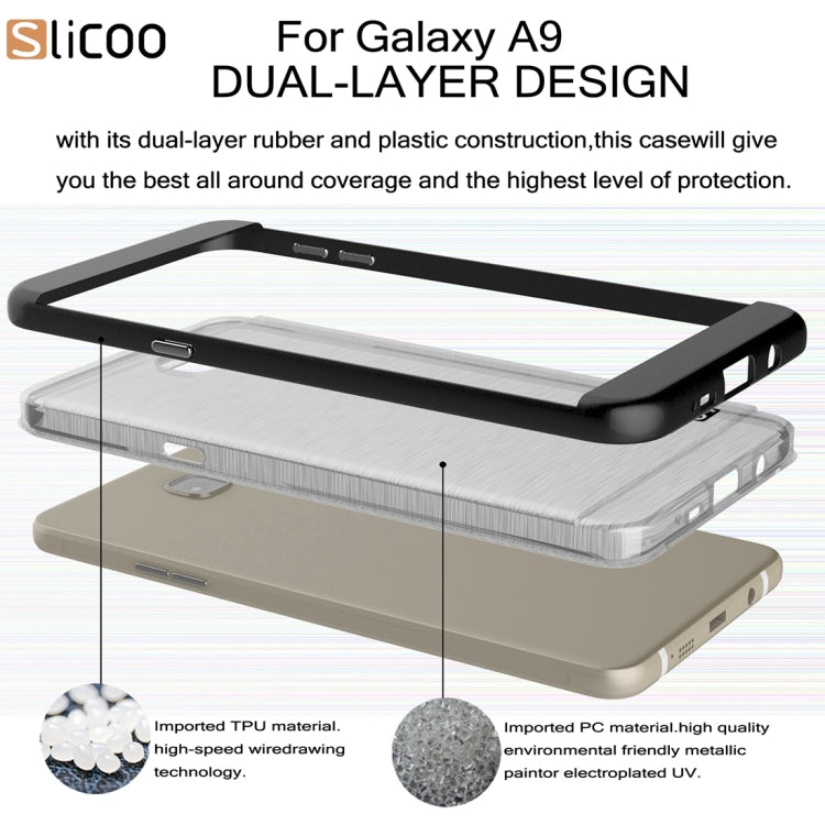 SLiCOO for Galaxy A9 / A900 Concise Fashion Separable Dichromatic Brushed Texture Transparent TPU + Electroplating PC Combination Case