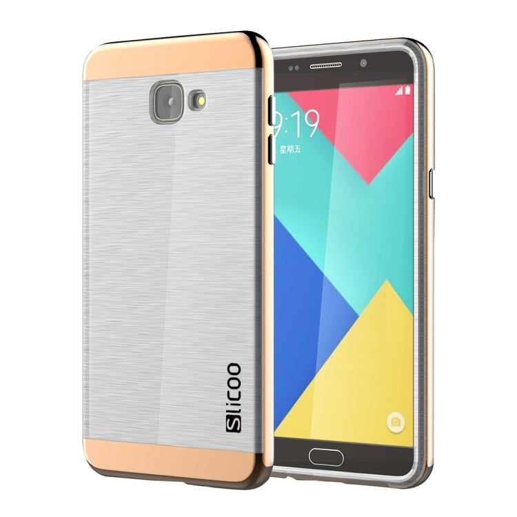 SLiCOO for Galaxy A9 / A900 Concise Fashion Separable Dichromatic Brushed Texture Transparent TPU + Electroplating PC Combination Case