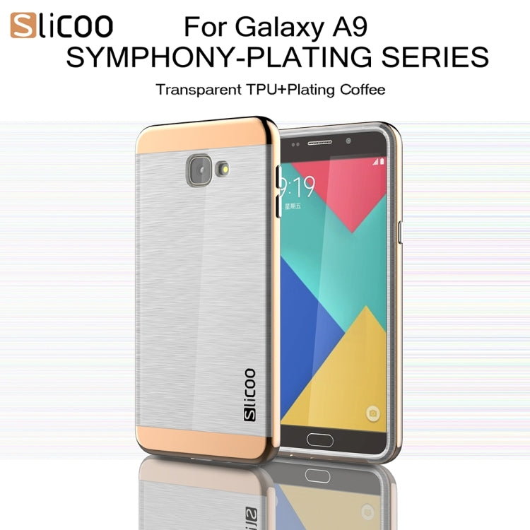 SLiCOO for Galaxy A9 / A900 Concise Fashion Separable Dichromatic Brushed Texture Transparent TPU + Electroplating PC Combination Case
