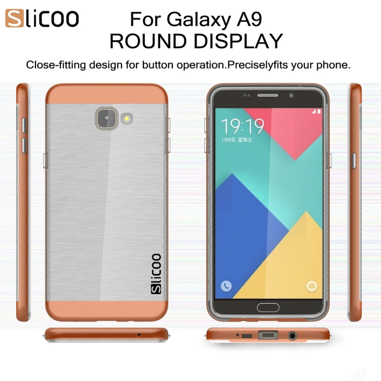 SLiCOO for Galaxy A9 / A900 Concise Fashion Separable Dichromatic Brushed Texture Transparent TPU + Electroplating PC Combination Case