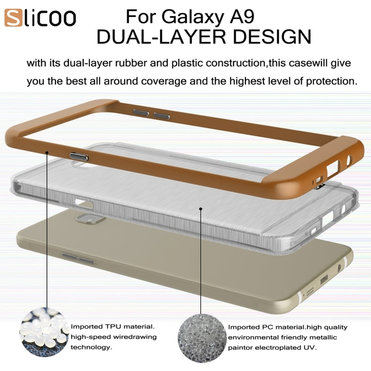 SLiCOO for Galaxy A9 / A900 Concise Fashion Separable Dichromatic Brushed Texture Transparent TPU + Electroplating PC Combination Case