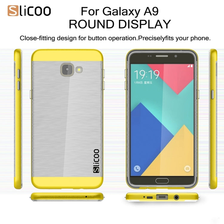 SLiCOO for Galaxy A9 / A900 Concise Fashion Separable Dichromatic Brushed Texture Transparent TPU + Electroplating PC Combination Case